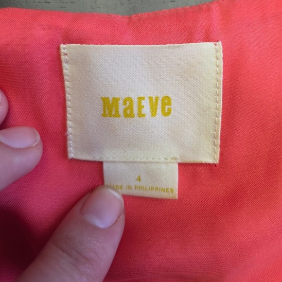 Maeve Anthropologie Coral Pink Floral Eyelet Metallic Fit Flare Dress Womens 4 - Picture 4 of 4